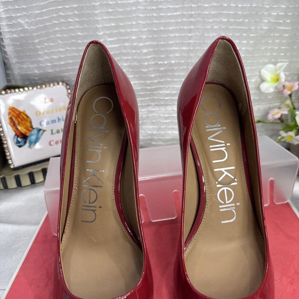 (O)Calvin Klein Red Patent Leather Gayle Women's Pump,Sz 8 M - Picture 3 of 16